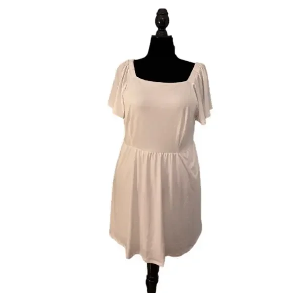 NWT Stitch Fix MARKET & SPRUCE white eyelet smocked back soft stretch dress 1X - Picture 3 of 9